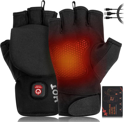 Rechargeable Heated Gloves for Men and Women, Full & Half Finger Electric Touchscreen Winter Hand Warmers for Work, Cycling, Skiing, and Outdoor Activities