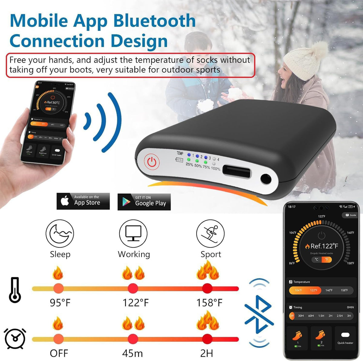 Smart Heated Socks for Men and Women with App Control – Rechargeable 8500mAh Electric Warm Socks, Washable and Ideal for Outdoor Activities, Skiing, Hunting, Cycling, and Camping – Perfect Holiday Gift