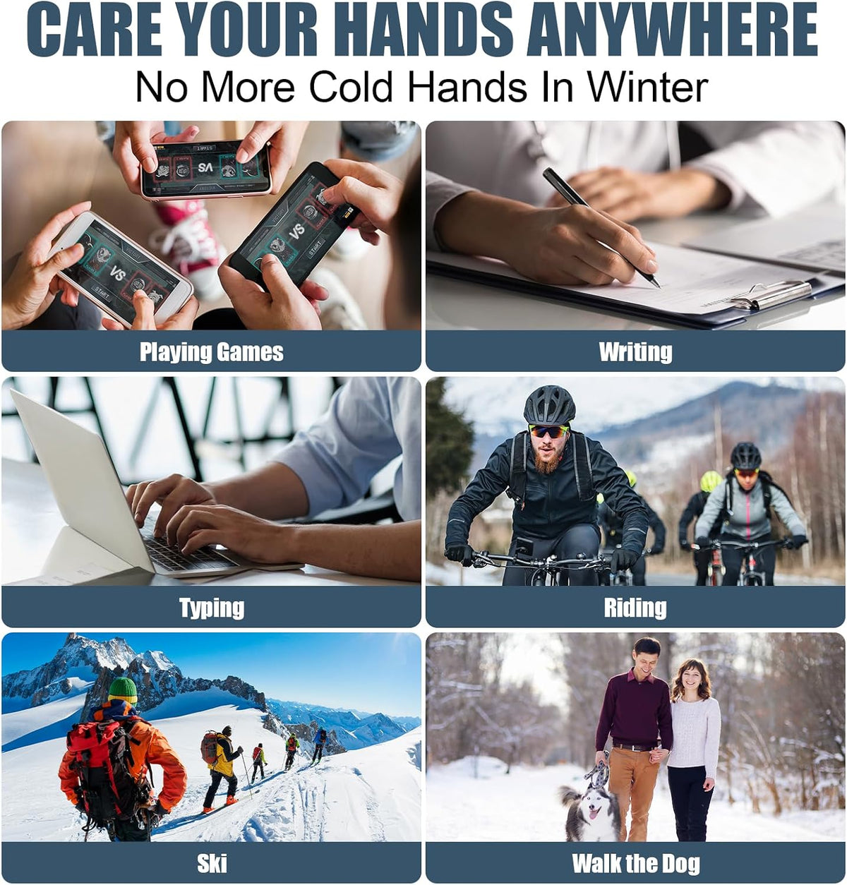 Rechargeable Heated Gloves for Men and Women, Full & Half Finger Electric Touchscreen Winter Hand Warmers for Work, Cycling, Skiing, and Outdoor Activities