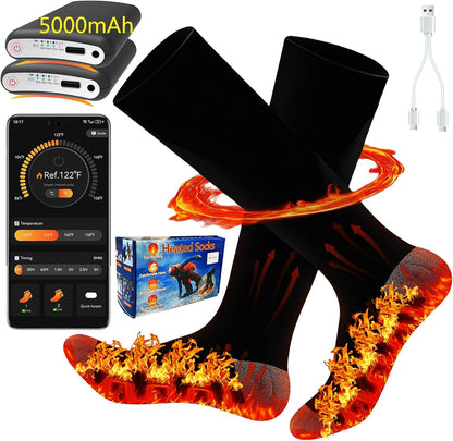 Smart Heated Socks for Men and Women with App Control – Rechargeable 8500mAh Electric Warm Socks, Washable and Ideal for Outdoor Activities, Skiing, Hunting, Cycling, and Camping – Perfect Holiday Gift